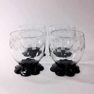 Set of 4 - Black Lily Pad Glasses